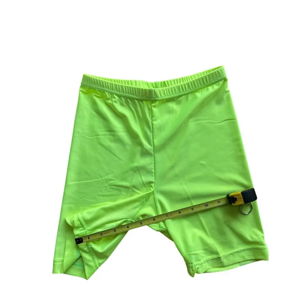 Vintage 80s 90s Sportjack Neon Green Bike Shorts High Waist Spandex M